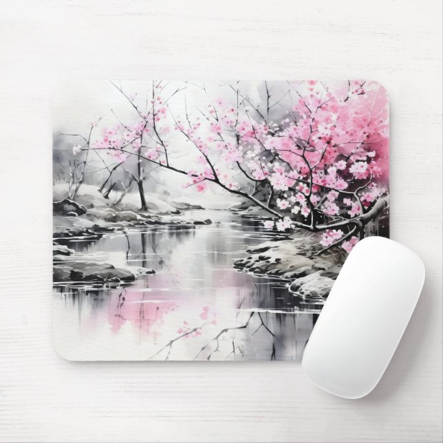 Blühende Sakura über die Tinte Mousepad (Mit Mouse)