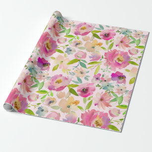 Blühende schicke Minze & Blush Pink Blumenzehen Geschenkpapier