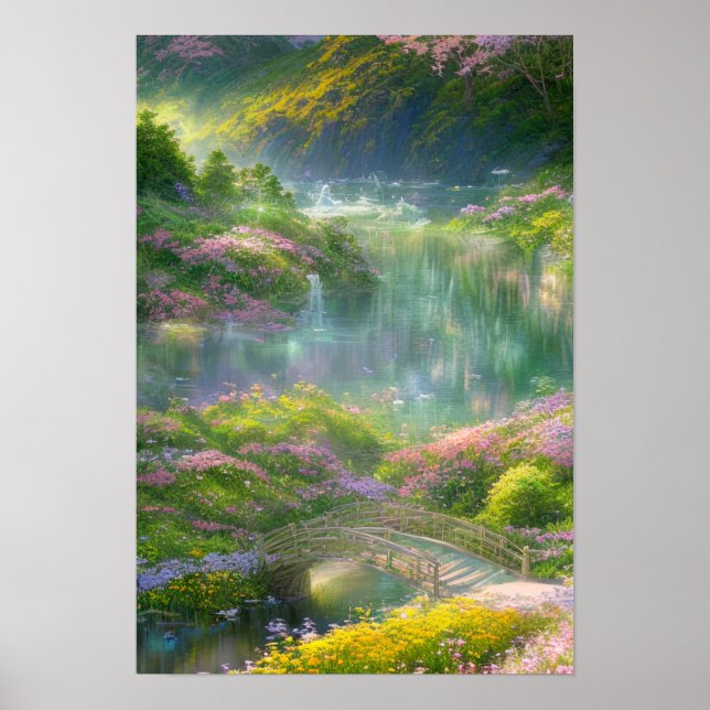 Blühende Schönheit, ein Frühlingsgarten Poster (Vorne)