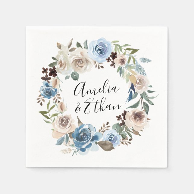 Blühende Schönheit | Personalisierte Hochzeit Serviette (Vorderseite)