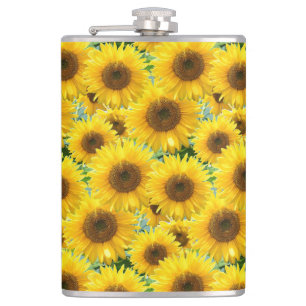 Blühende Sonnenblumen Flachmann