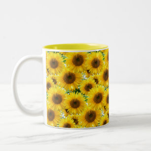 Blühende Sonnenblumen Zweifarbige Tasse