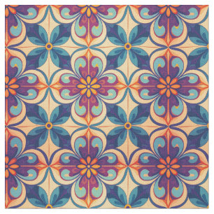 Blühende Talavera-Stil-Fliesen-Inspiration Stoff