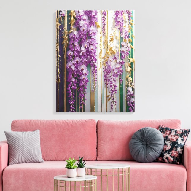 Blühende Tapete Violet Gold Wisteria Leinwanddruck (Insitu (Wohnzimmer))