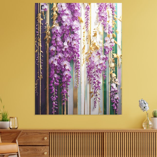 Blühende Tapete Violet Gold Wisteria Leinwanddruck (Insitu (Wohnzimmer))