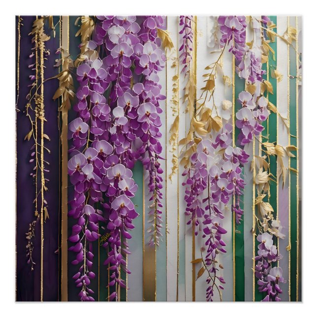 Blühende Tapete Violet Gold Wisteria Poster (Vorderseite)