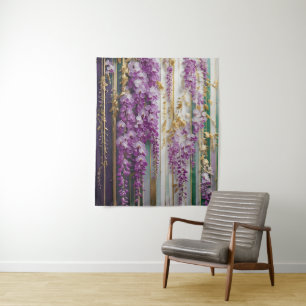 Blühende Tapete Violett Gold Wisteria Wandteppich