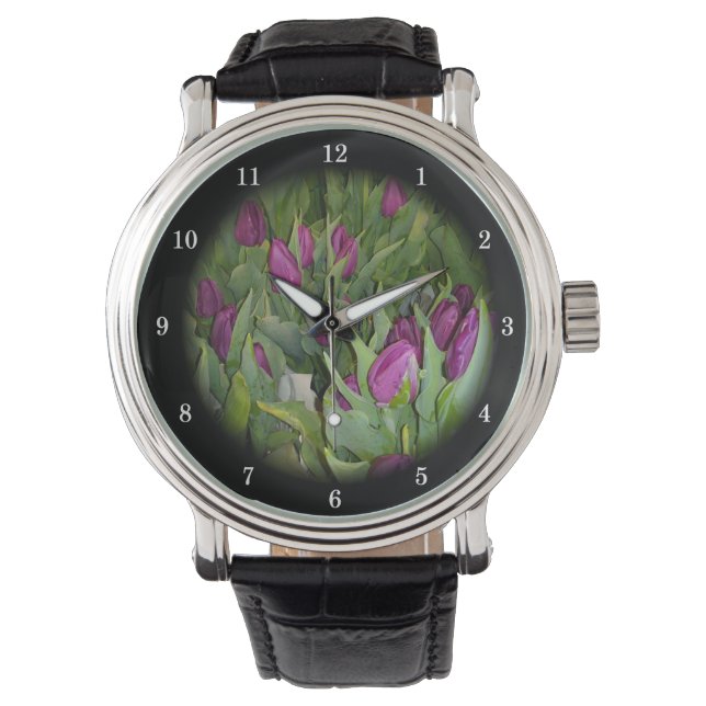Blühende Tulips-Armbanduhr Armbanduhr (Vorderseite)