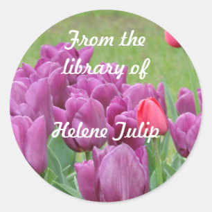 Blühende Tulpe-Blumen-Name-Buch-Aufkleber Runder Aufkleber