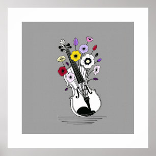 Blühende Violine – Minimale Floralmusik Poster