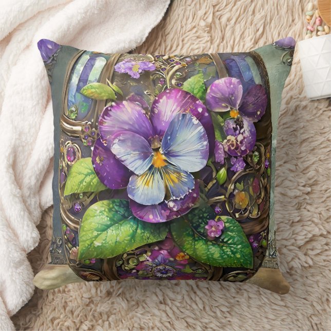 Blühende Vögel Foot Violets Wildblumen Ostereier Kissen (Decke)