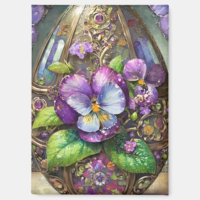Blühende Vögel Foot Violets Wildblumen Ostereier Magnet (Vorderseite)