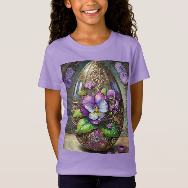 Blühende Vögel Foot Violets Wildblumen Ostereier T-Shirt (Vorderseite)