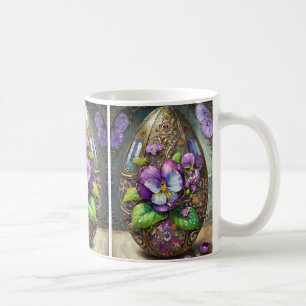 Blühende Vögel Fuß Veilchen Wildblumen Osterei Kaffeetasse
