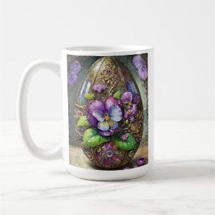 Blühende Vögel Fuß Veilchen Wildblumen Osterei Kaffeetasse