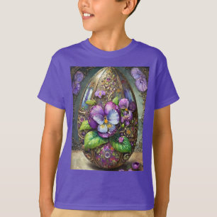 Blühende Vögel Fuß Veilchen Wildblumen Osterei T-Shirt