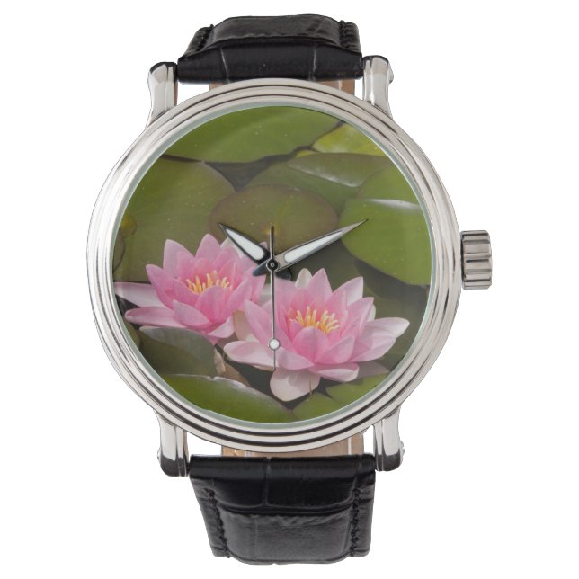 Blühende Wasserliliken Armbanduhr (Vorderseite)