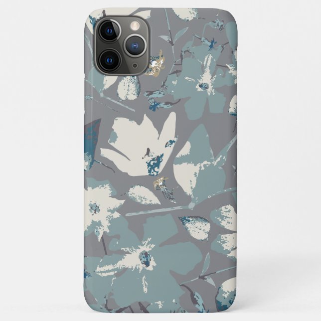 Blühende Weinreben Grau blaue Creme Blütenblätter Case-Mate iPhone Hülle (Rückseite)