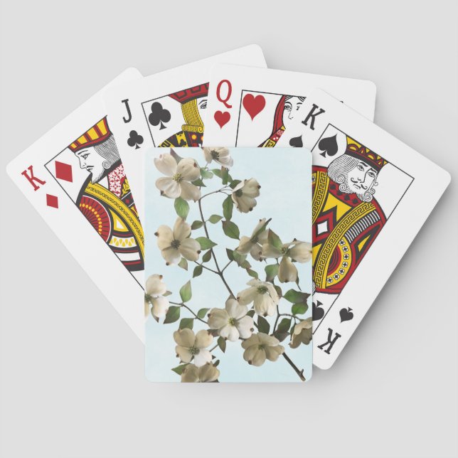Blühende weiße Dogwood-Blume Spielkarten (Rückseite)