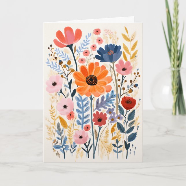 Blühende, welkende, geklappte Blume Karte (Vorderseite)