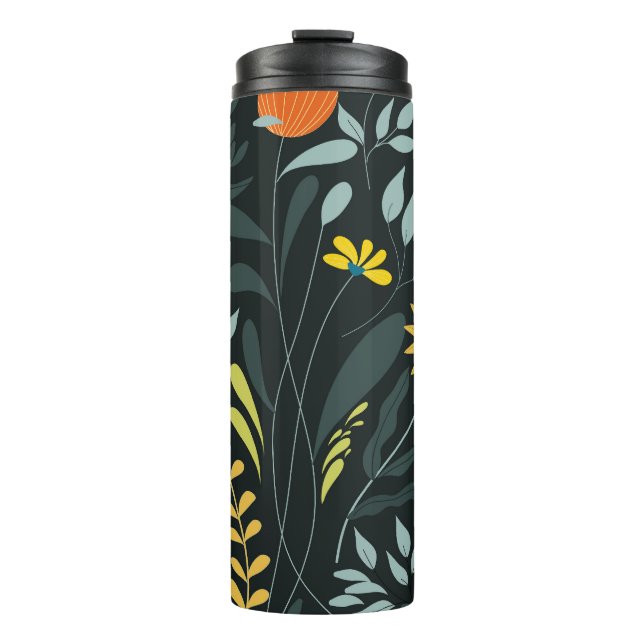 Blühende Wiese Trendy Seamless Design Thermosbecher (Vorderseite)