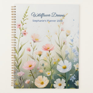 Blühende Wildblume Wiese mit Pastel Florals Planer