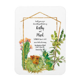 Blühende Wüstenkaktus Geometrische Hochzeit Magnet