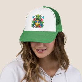 Blühender Ananas-Schmetterling-Hibiskus Truckerkappe