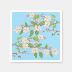 Blühender Apfelbaum Zweig Sky Blau Serviette