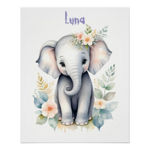 Blühender Baby-Elefant Poster