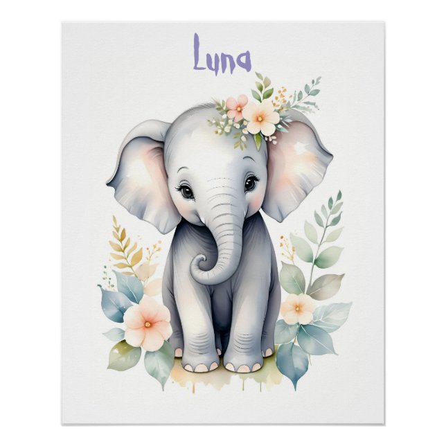 Blühender Baby-Elefant Poster (Vorderseite)