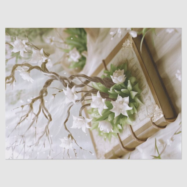 Blühender Baum, der aus einem Buch-Geschenkartikel Seidenpapier (Vorderseite)