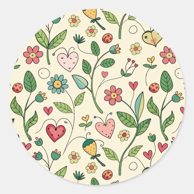 Blühender Garten der Liebe Runder Aufkleber (Vorderseite)