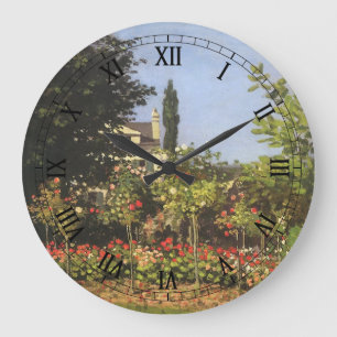 Blühender Garten in Sainte Adresse von Claude Mone Große Wanduhr