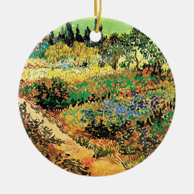 Blühender Garten mit Pfad durch Vincent van Gogh Keramikornament (Vorne)