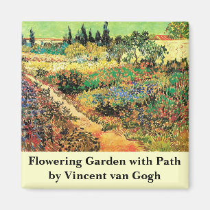 Blühender Garten mit Pfad durch Vincent van Gogh Magnet