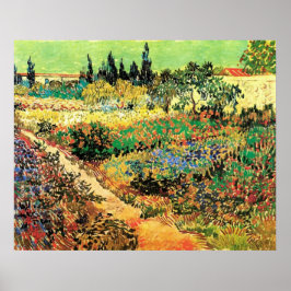 Blühender Garten mit Pfad durch Vincent van Gogh Poster