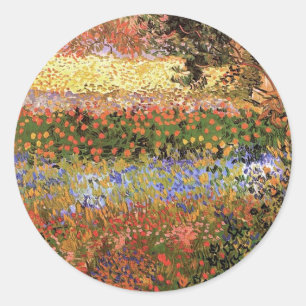 Blühender Garten, Vincent van Gogh. Runder Aufkleber