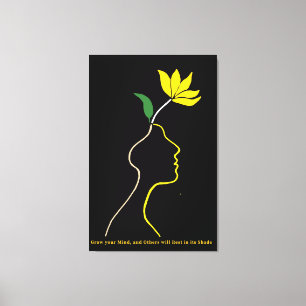 Blühender Geist - Minimalistisches Blumenkopfdesig Leinwanddruck