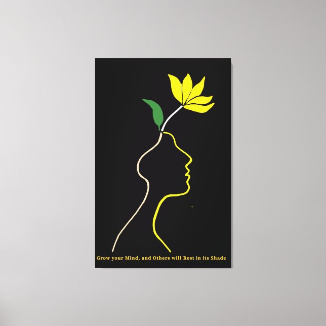 Blühender Geist - Minimalistisches Blumenkopfdesig Leinwanddruck (Vorderseite)