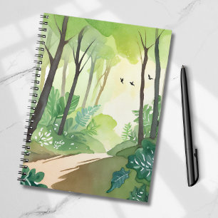 Blühender grüner Wald   Natur-Aquarell Notizblock