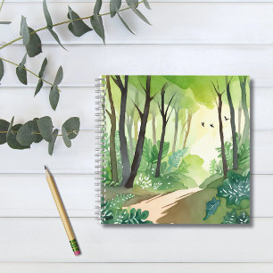 Blühender grüner Wald   Natur Aquarell Notizbuch