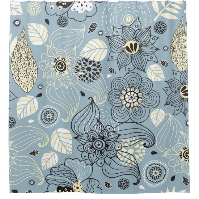 Blühender Herbst: Elegantes saisonales Design Duschvorhang (Vorderseite)