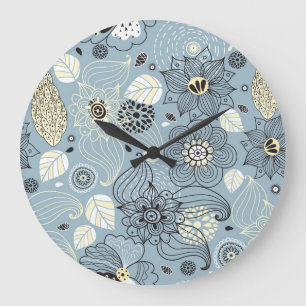 Blühender Herbst: Elegantes saisonales Design Große Wanduhr