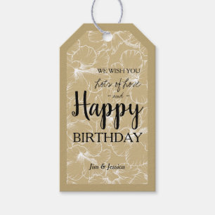 Blühender Hibiskus Blumenzettel Gold Geschenkanhänger