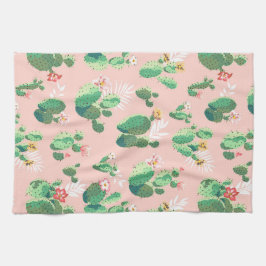 Blühender Kaktus auf rosa Hintergrund-Küche Geschirrtuch