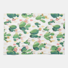 Blühender Kaktus auf weißem Hintergrund Geschirrtuch