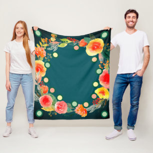 Blühender Komfort Charmante runde Form Blumenprint Fleecedecke