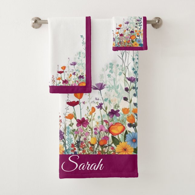 Blühender Lila Garten Badhandtuch Set (Insitu)