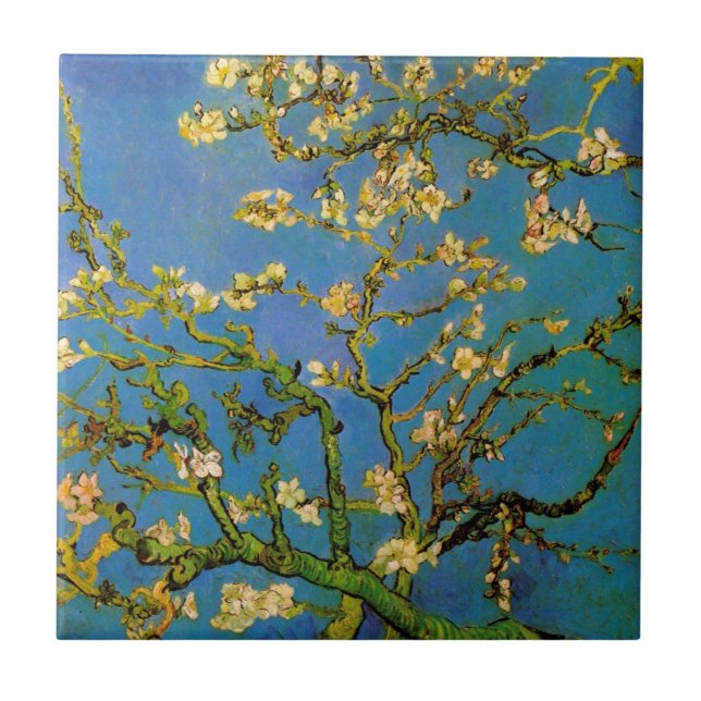Blühender Mandelbaum von Vincent van Gogh Fliese (Vorderseite)